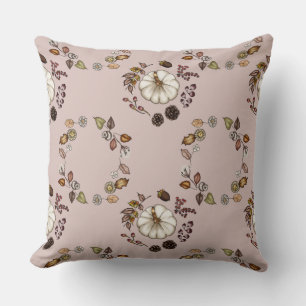 Coussin Citrouille blanc avec feuilles d'automne