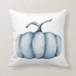 Coussin Citrouille d'action de grâce aquarelle bleu