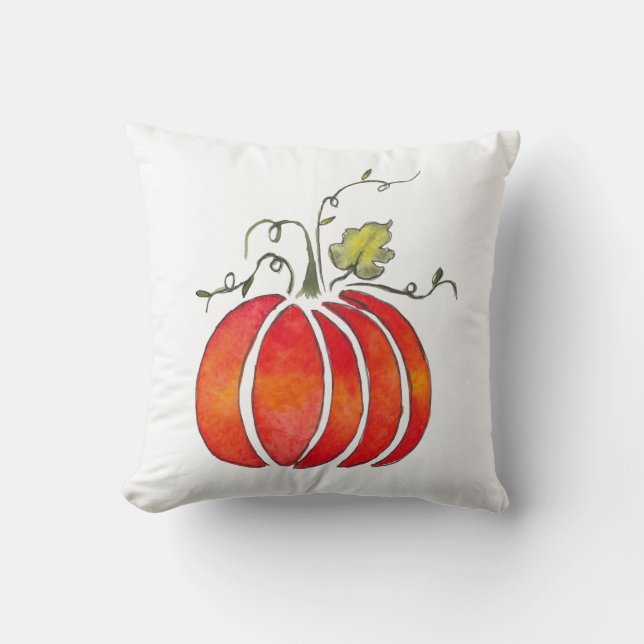 Coussin Citrouille d'aquarelle (Recto)