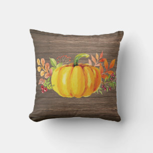 Coussin Citrouille d'aquarelle rustique automne