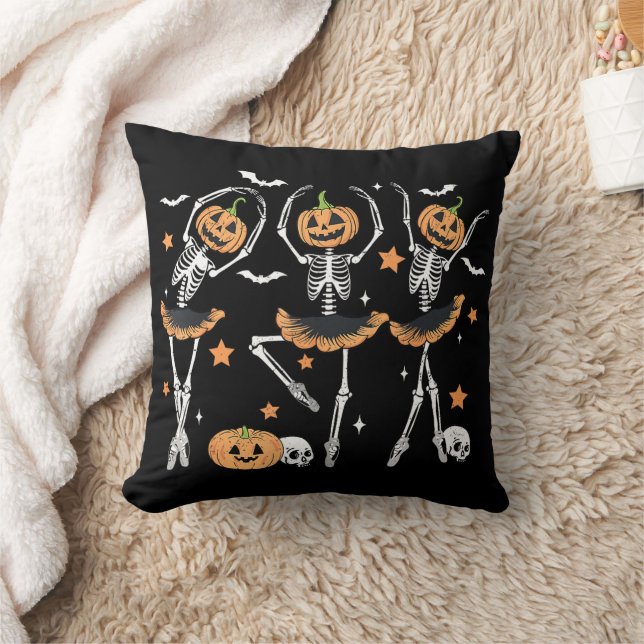 Coussin Citrouille de ballet Squelette effrayant Halloween (Couverture)