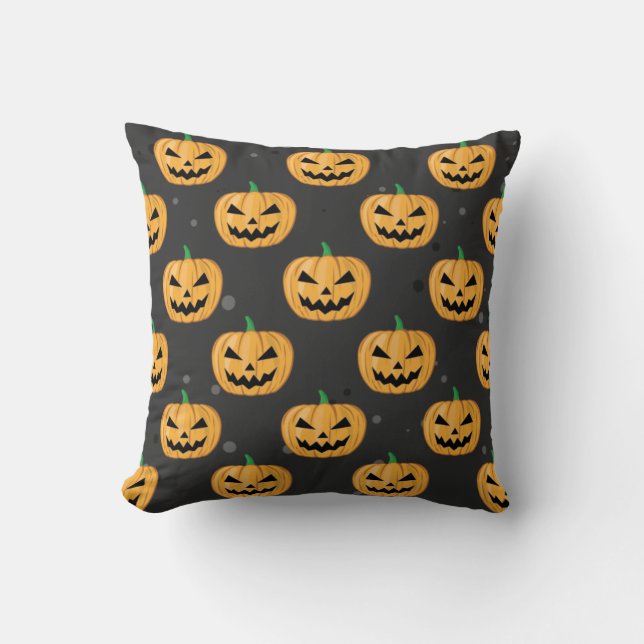 Coussin Citrouille d'Halloween - Drôle Motif (Recto)