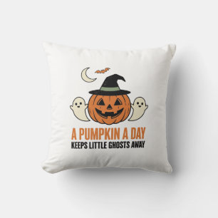 Coussin Citrouille d'Halloween Fantôme Drôle Citation Vint