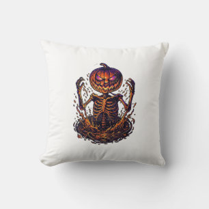 Coussin Citrouille d'Halloween squelette Portail Magique F