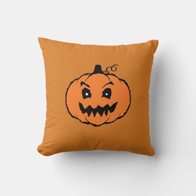 Coussin Citrouille d'horreur d'Halloween (Recto)