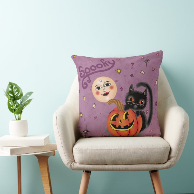Coussin Citrouille éffrayant Kitten Moon - Violet clair (Chaise)