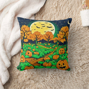 Coussin Citrouille éffrayant Patch : Cartoon Night