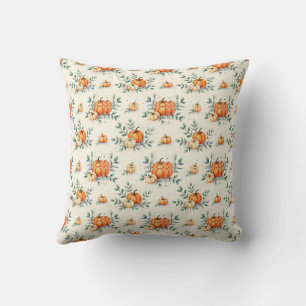 Coussin Citrouille élégante d'automne et aquarelle d'eucal