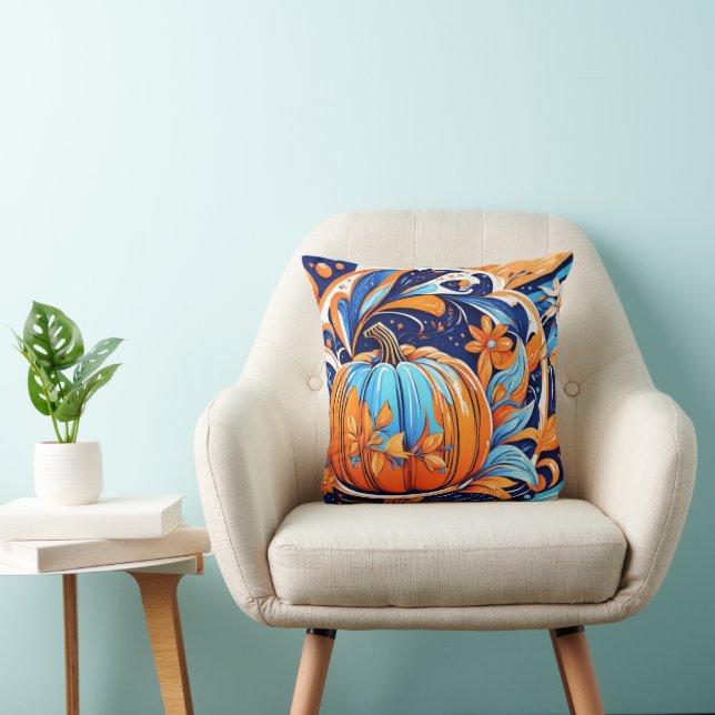 Coussin Citrouille et fleurs Abstrait (Chaise)