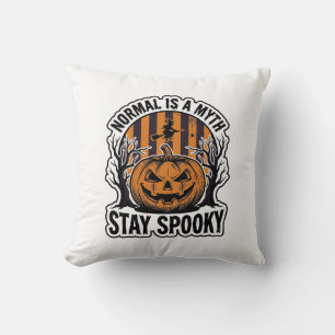 Coussin Citrouille Fantôme Sorcière Gravure Vintage Hallow