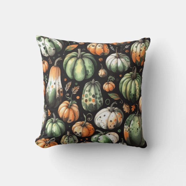 Coussin Citrouille Helloween Envelopper les feuilles de pa (Recto)