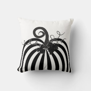 Coussin Citrouille rayée noir et blanc Chic Automne 