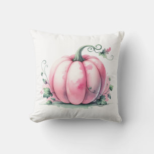 Coussin Citrouille rose aquarelle