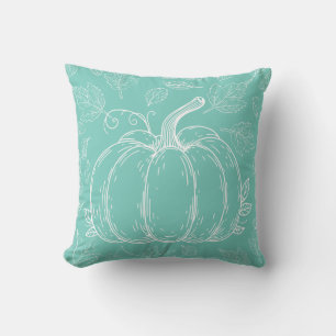 Coussin Citrouille turquoise automne automne Thanksgiving 