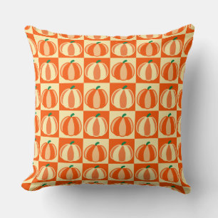 Coussin Citrouille vintage Orange Tartan Plaid Thanksgivin