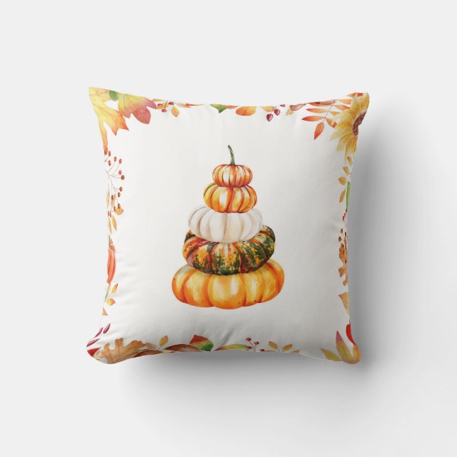 Coussin Citrouilles de la ferme d'automne avec Feuilles d' (Recto)