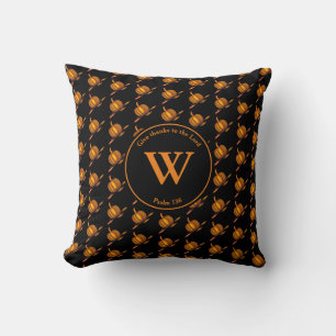 Coussin Citrouilles DONNENT MERCI Monogramme Customisé NOI