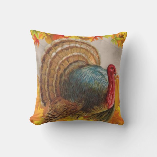 Coussin citrouilles feuilles de Turquie (Recto)