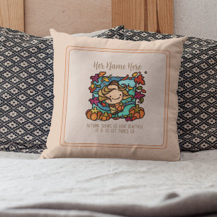 Coussin Citrouilles mignons Automne Décoration Feuilles ve