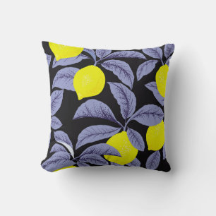 Coussin Citrus de citron, design vintage botanique.