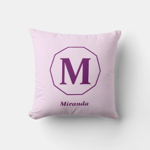 Coussin Clair rose élégant nom monogramme personnalisé