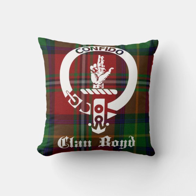 Coussin Clan Boyd Tartan et Crest Thaillow (Recto)