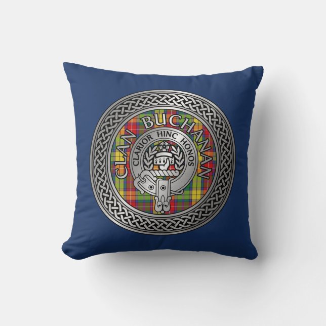 Coussin Clan Buchanan Crest & Tartan Knot (Recto)