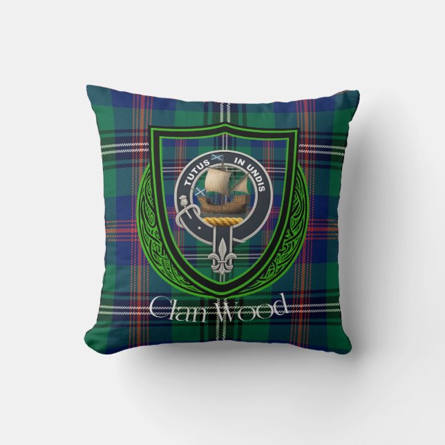 Coussin Clan écossais en bois Tartan & Crest (Recto)