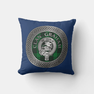 Coussin Clan Graham Crest & Tartan Knot