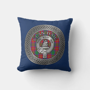 Coussin Clan Haig Crest & Tartan Knot