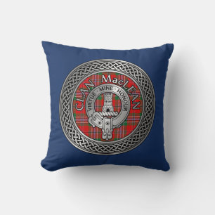 Coussin Clan MacLean Crest & Tartan Knot Throw Pillow