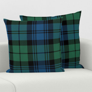 Coussin Clan Plaid Campbell Tartan Vert Bleu noir
