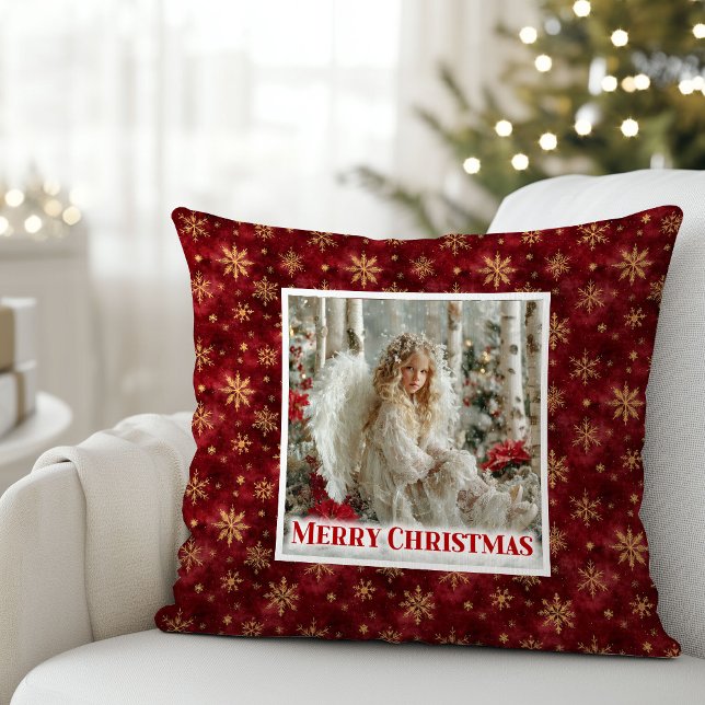 Coussin Classic Angel Red Gold Personalized Best Christmas (Classic Angel Red Gold Personalized Best Christmas Pillow

)