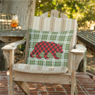 Coussin Classic Bear Red Black Buffalo Lumberjack Check