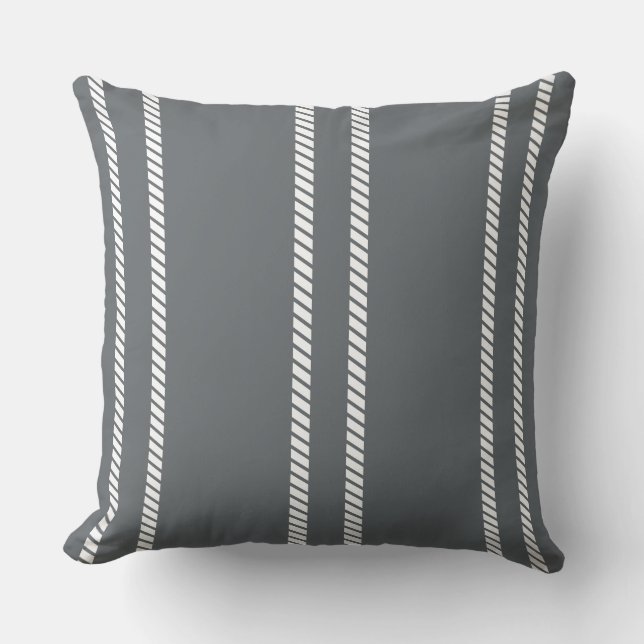Coussin Classic Dark Grey with Stripes Throw Pillow (Recto)