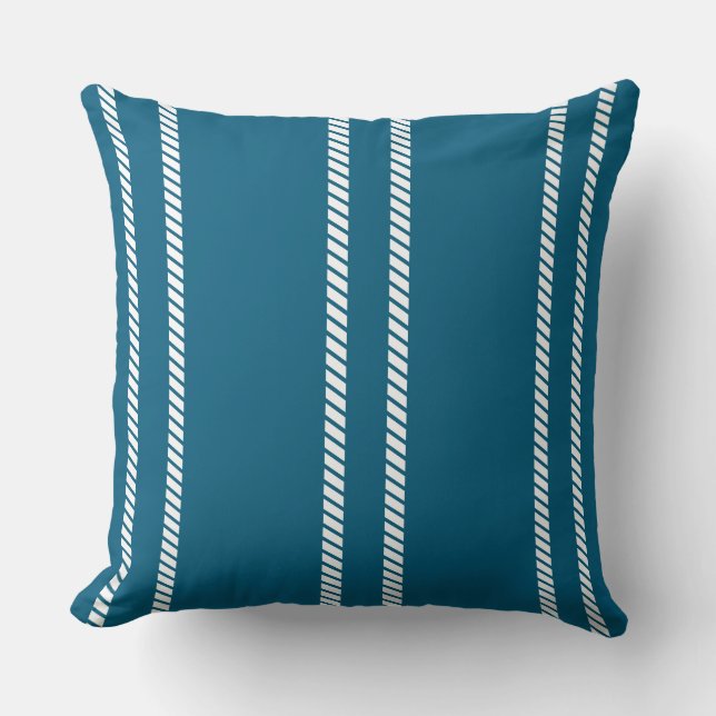 Coussin Classic Dark Teal with Stripes Throw Pillow (Recto)