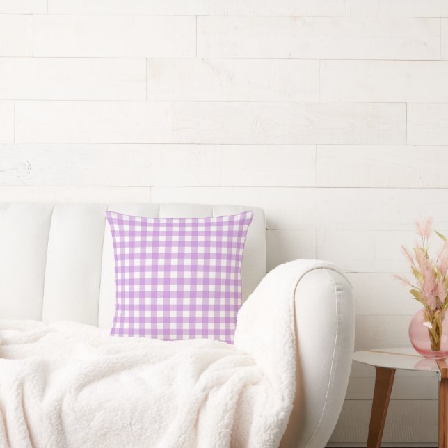 Coussin Classic En vichy Vérifier Plaid Motif Lilac (Canapé)