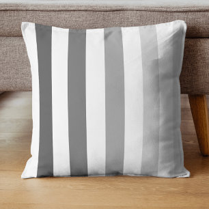 Coussin Classic gris et blanc rayures motif