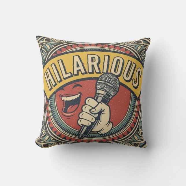 Coussin Classic Hilarious Mic Throw Pillow (Recto)