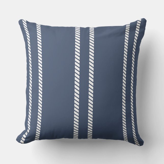 Coussin Classic Marine Blue with Stripes Throw Pillow (Recto)