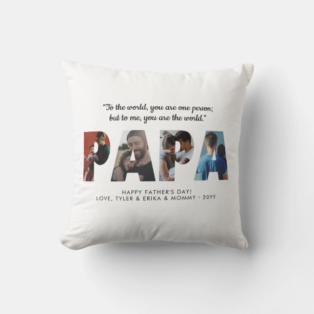 Coussin Classic PAPA Photo Collage Papa Happy Fête des pèr (Recto)