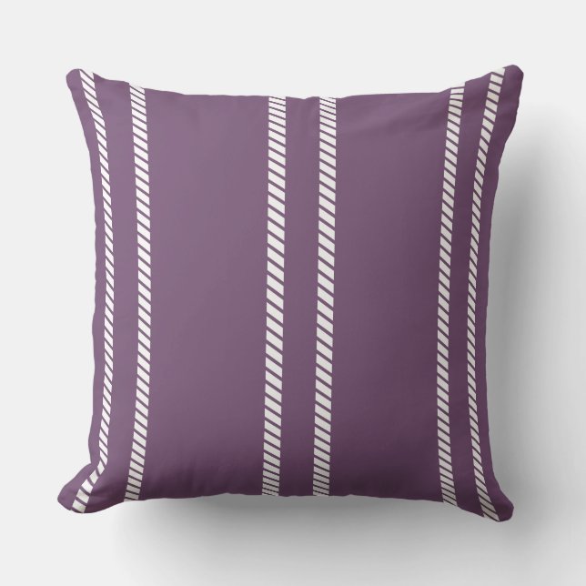Coussin Classic Purple Plum with Stripes Throw Pillow (Recto)
