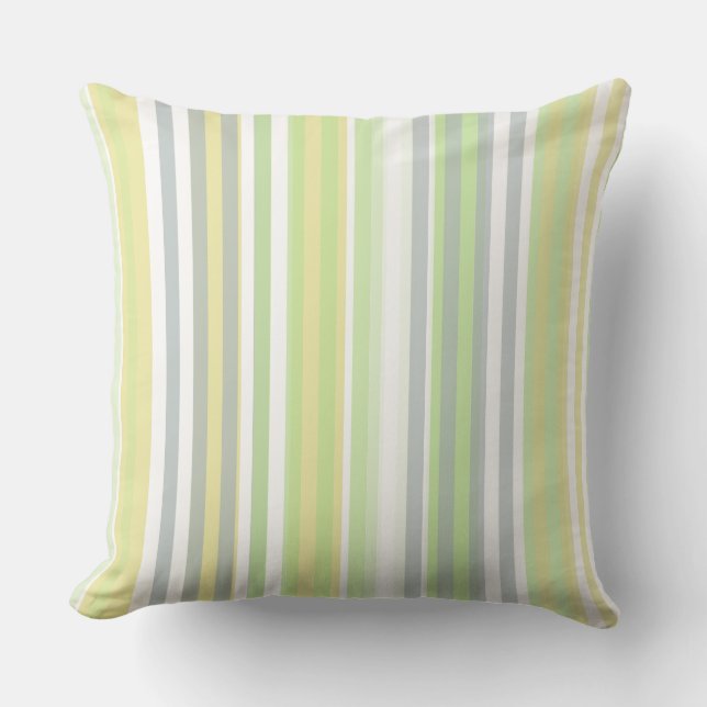 Coussin Classic Stripes Celery, Lemon, Grey Throw Pillow (Recto)