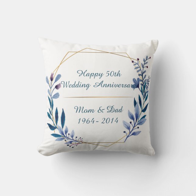 Coussin Classique 50e anniversaire de mariage floral (Recto)