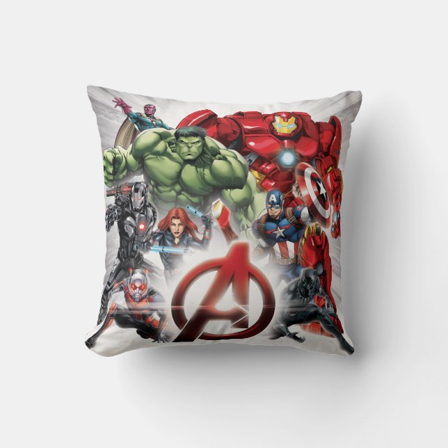 Coussin Classique Avengers | Groupe Avengers Logo Glown (Recto)