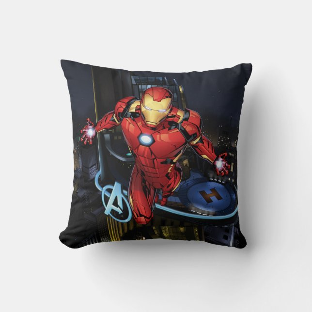 Coussin Classique Avengers | Iron Man Flying Forward (Recto)