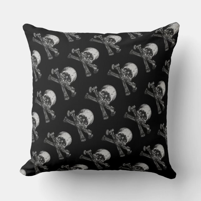 Coussin classique crâne et os croisés (Recto)