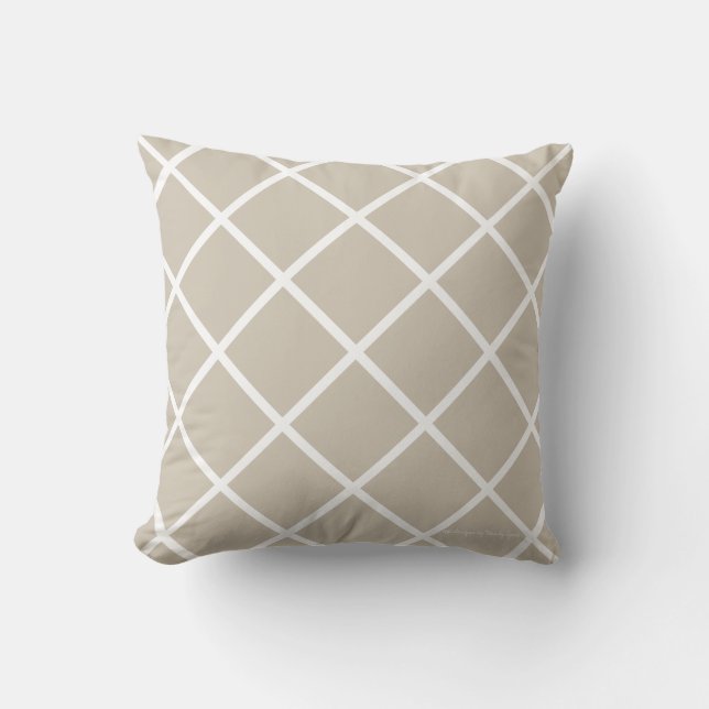 Coussin classique de treillis dans le sable/blanc (Recto)