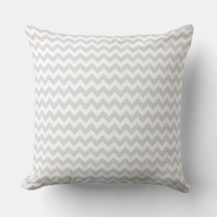 Coussin Classique Gris Clair Blanc Mince Motif Chevron Zig