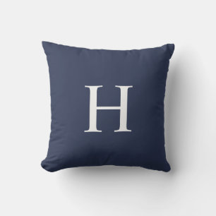 Coussin Classique Moderne Monogramme Bleu Marine